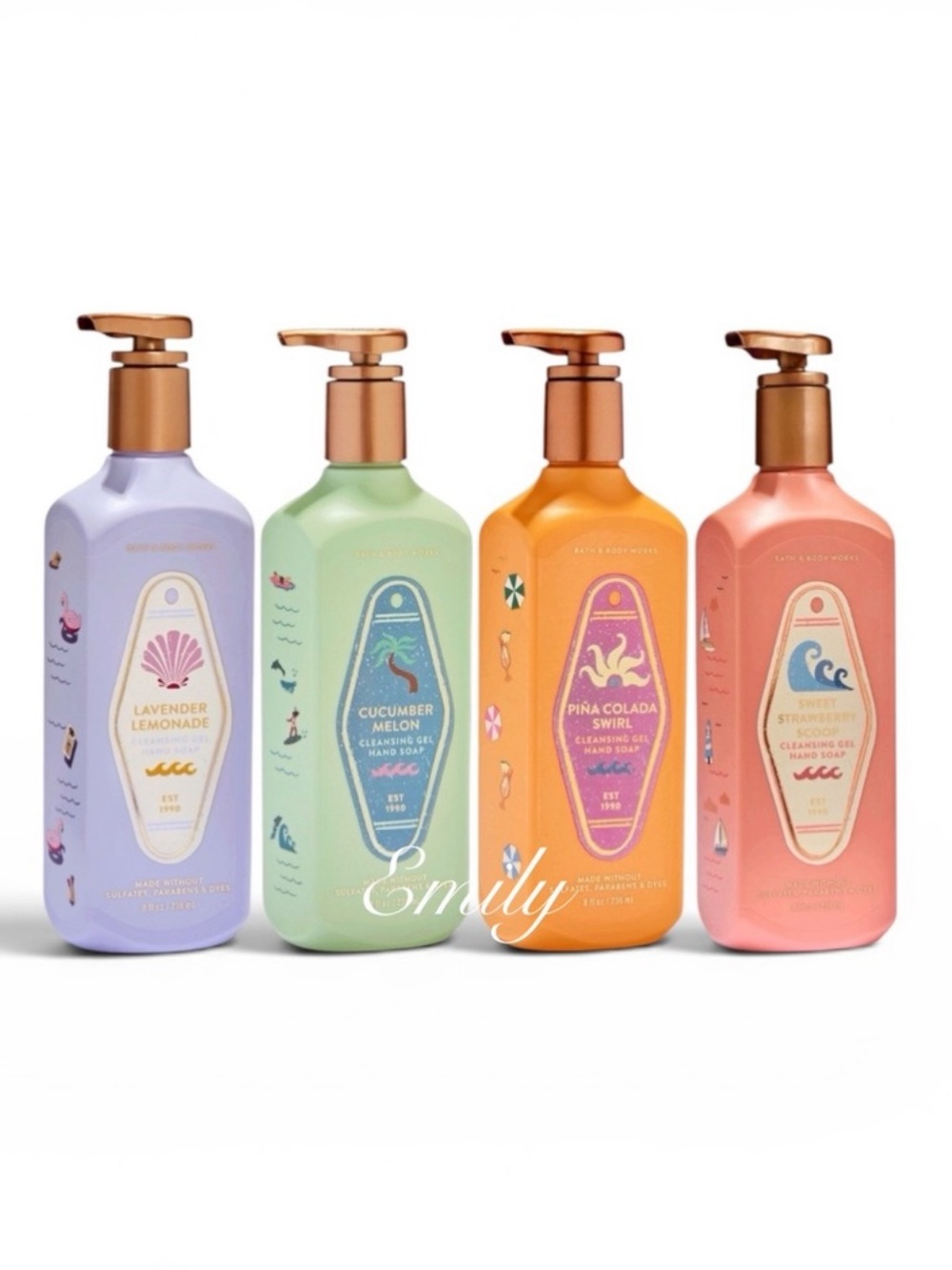 4X Bath & Body Works SUMMER Cleansing Gel Hand Soap 8 fl oz Set Bundle